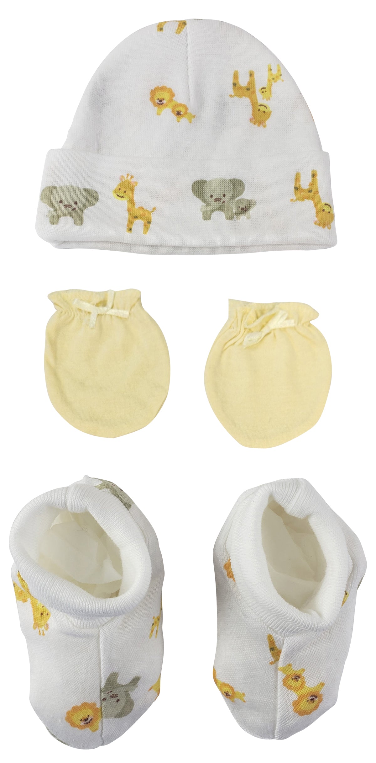 Baby Boy, Baby Girl, Unisex Infant Caps, Booties, Mittens - 3 pc Set NC_0251