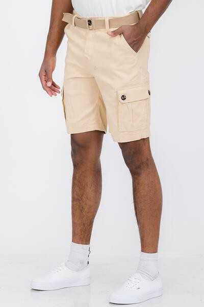 Weiv Mens Belted Cargo Shorts Pockets and Belt - Scarvesnthangs