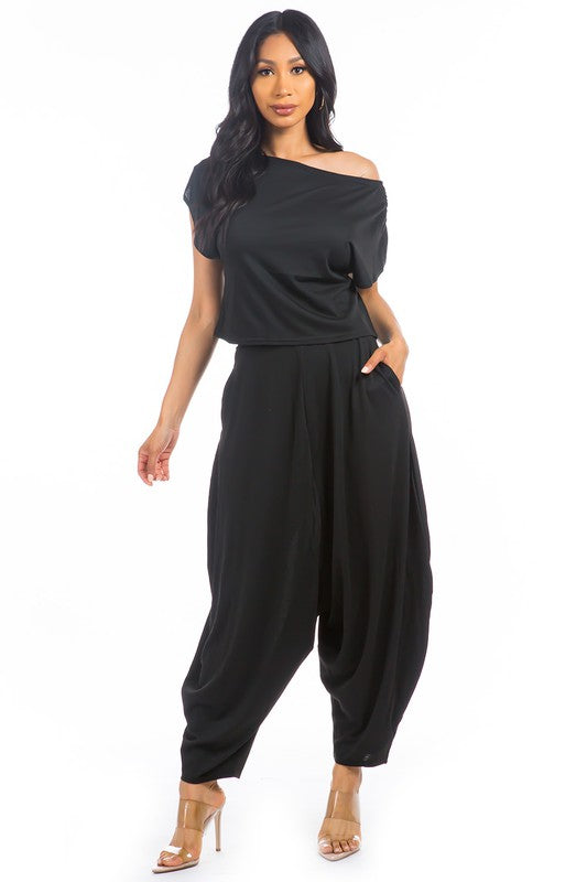 Short Sleeve Two Piece Set - Black - Scarvesnthangs
