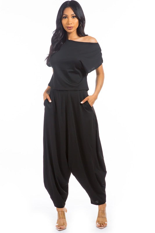 Short Sleeve Two Piece Set - Black - Scarvesnthangs