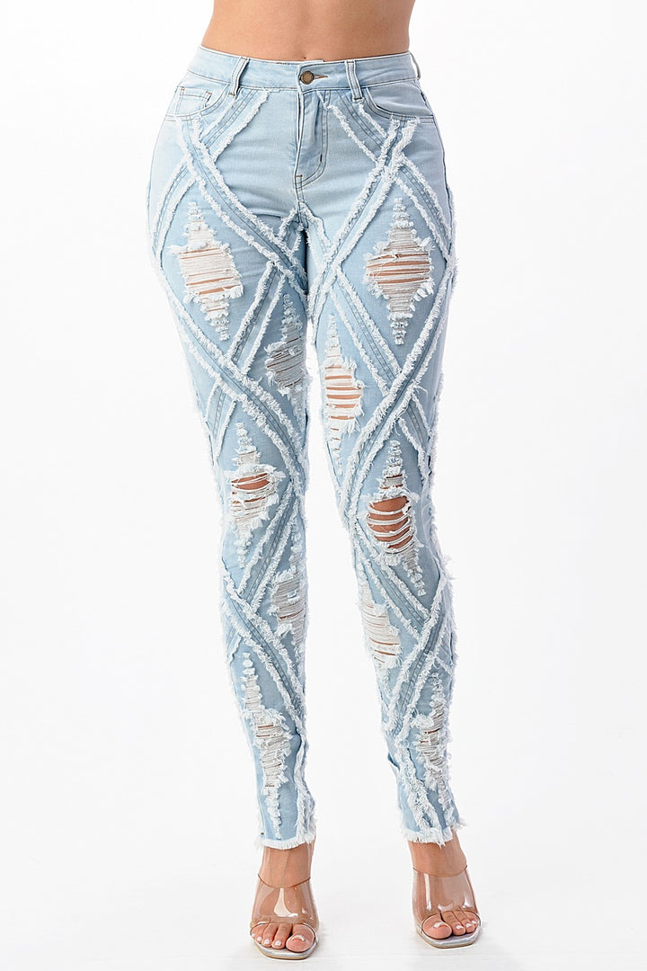 Gotta Have Them Diamond Distressed Ripped Skinny Jeans - Scarvesnthangs