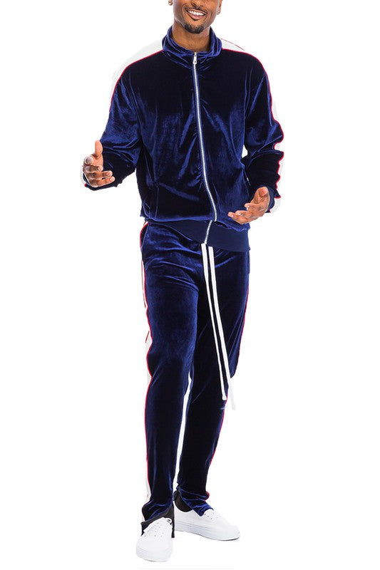 MENS VELOUR TRACK JACKET AND TRACK PANT SET - Scarvesnthangs