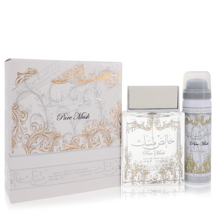 Lattafa Pure Khalis Musk by Lattafa Eau De Parfum Spray Plus 1.7 Deodorant Spray (Manufacturer Filled) 3.4 oz (Women)