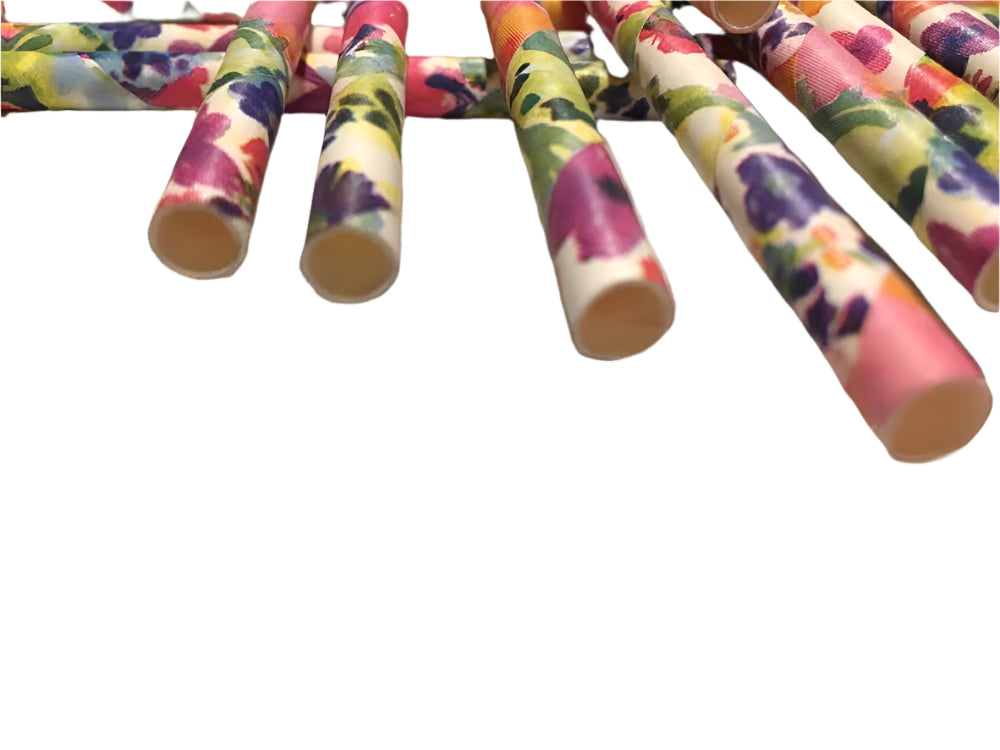 Floral Paper Straws – 50 Count Lollipop Sticks for Cake Pops, Baby Showers & Weddings