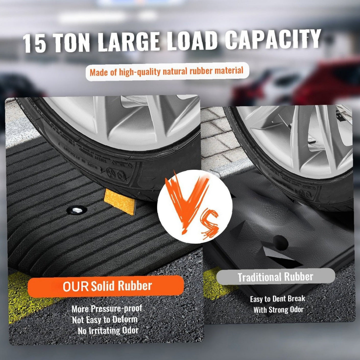 3-inch rubber threshold ramp - heavy-duty single-aisle design, non-slip surface (33,069 lb load capacity) - ideal for wheelchairs, scooters and mobility AIDS