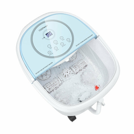 Foot Spa Bath Massager with 3-Angle Shower and Motorized Rollers-Blue - Color: Blue - Scarvesnthangs