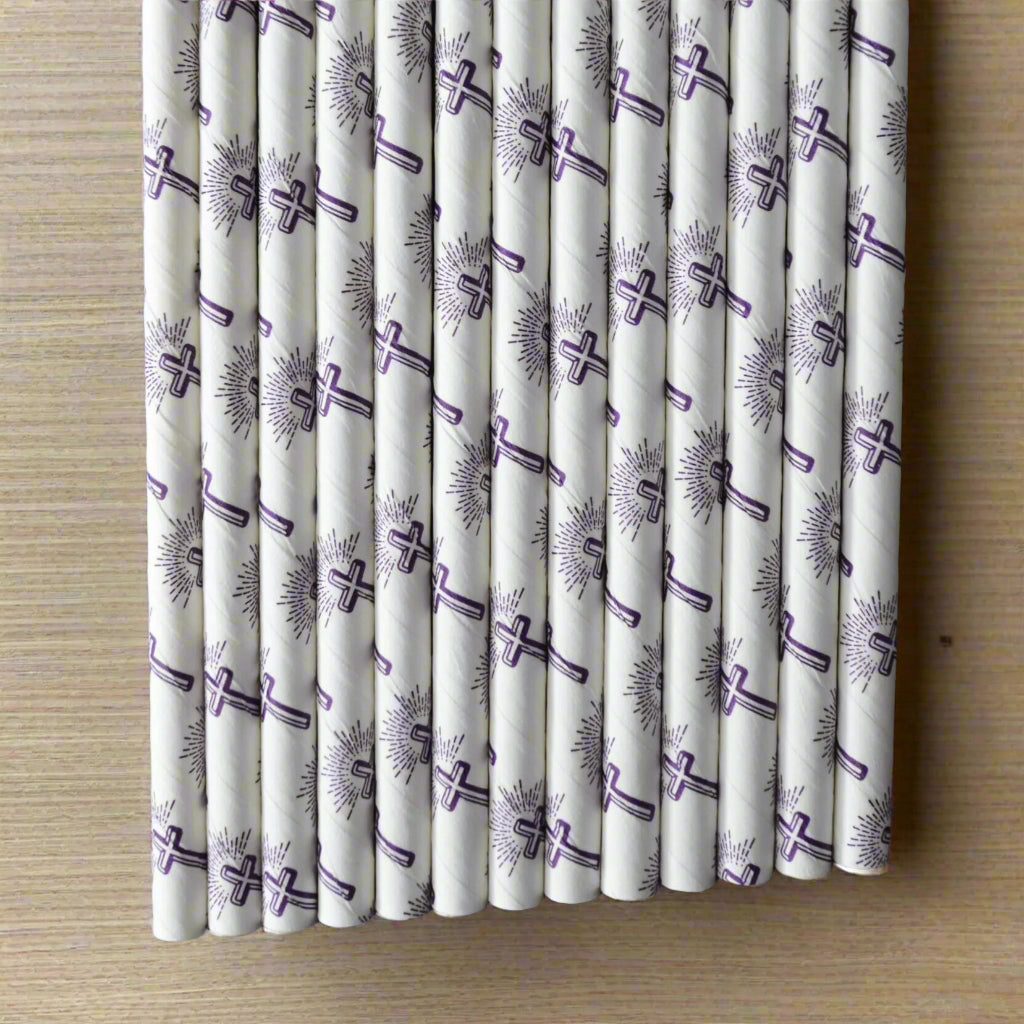 100 Count Faith Design Individually Wrapped Eco-Friendly Party Straws