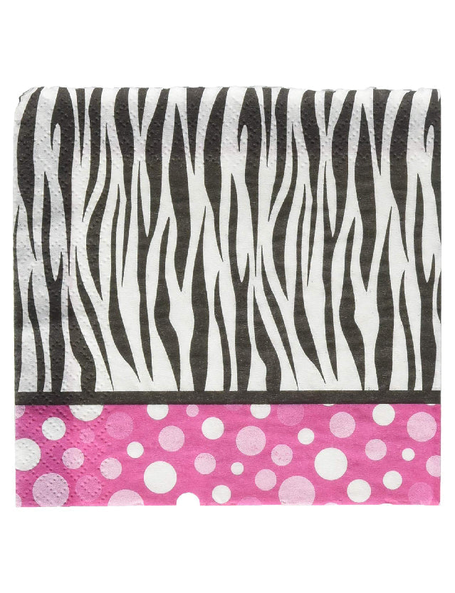 Zebra Print Beverage Party Napkins 4 x 24 Pack
