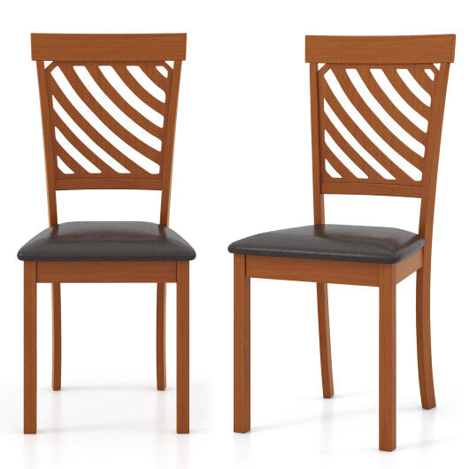 Dining Chair Set of 2 with Rubber Wood Legs and Ergonomic Back for Dining Room-Walnut - Scarvesnthangs