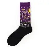 Starry Night Art Socks – Retro Autumn/Winter Style Inspired by Van Gogh (Purple)