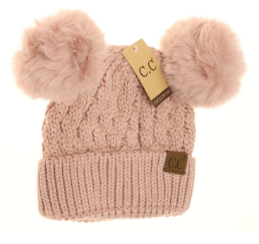 Women's C.C Beanie Solid Winter Double Pom Pom Beanie Hat (HAT2055, HAT2055-S) - Scarvesnthangs