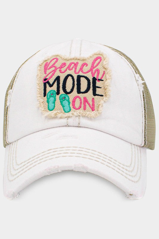 Beach MODE ON Message Back Vintage Baseball Cap - Scarvesnthangs
