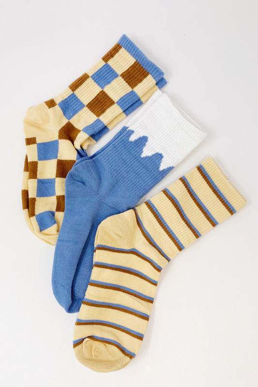 Trendy Pattern Trio Socks Set - Scarvesnthangs