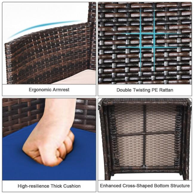 3 Pieces Patio Wicker Rattan Furniture Conversation Set with Coffee Table - Scarvesnthangs