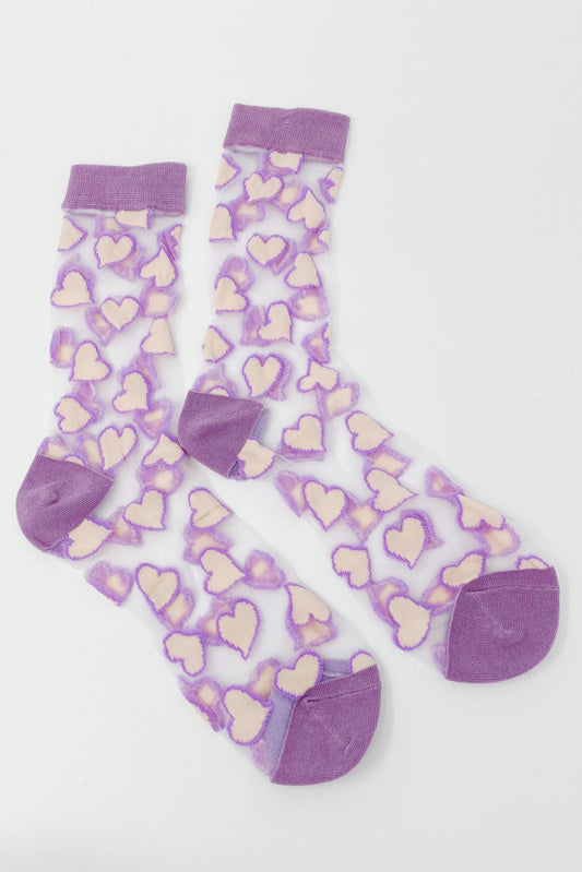 Heartful Love Sheer Socks - Scarvesnthangs