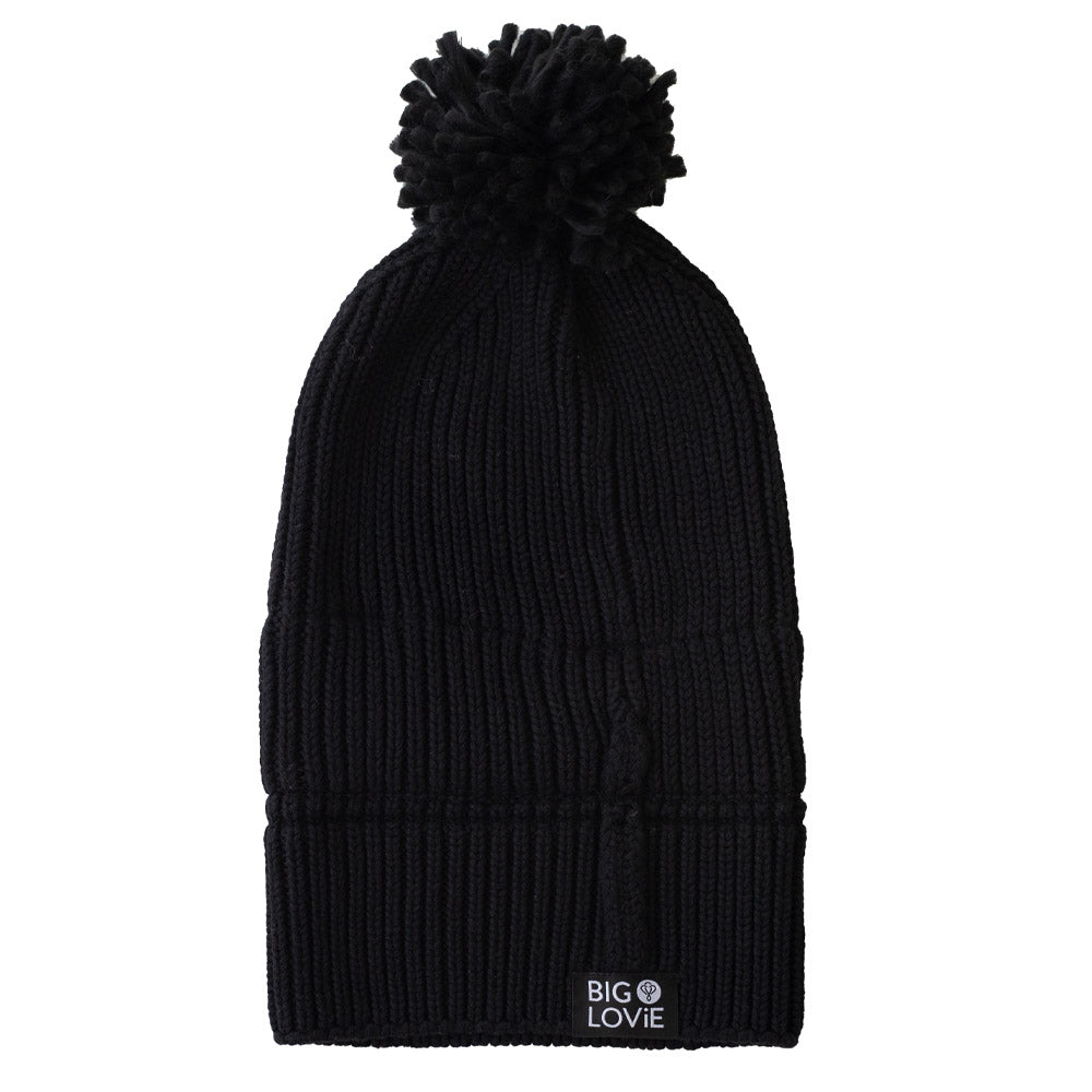 VIBE COTTON CASHMERE POM HAT | BLACK-8