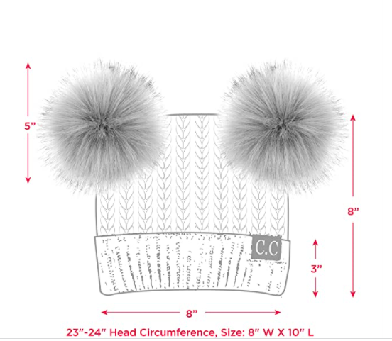 Women's C.C Beanie Solid Winter Double Pom Pom Beanie Hat (HAT2055, HAT2055-S) - Scarvesnthangs