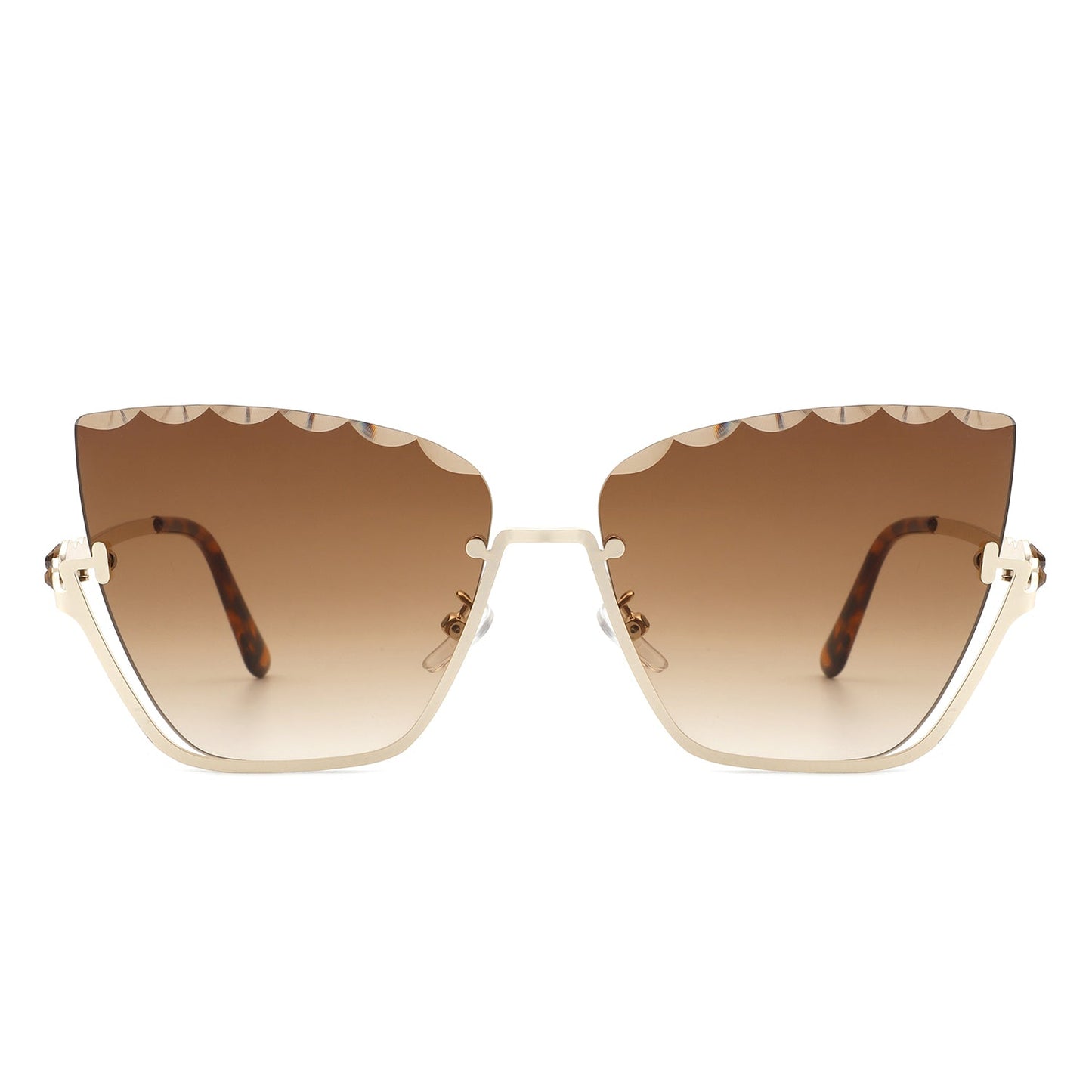 Starfire - Half Frame Square Irregular Tinted Fashion Cat Eye Sunglasses-4