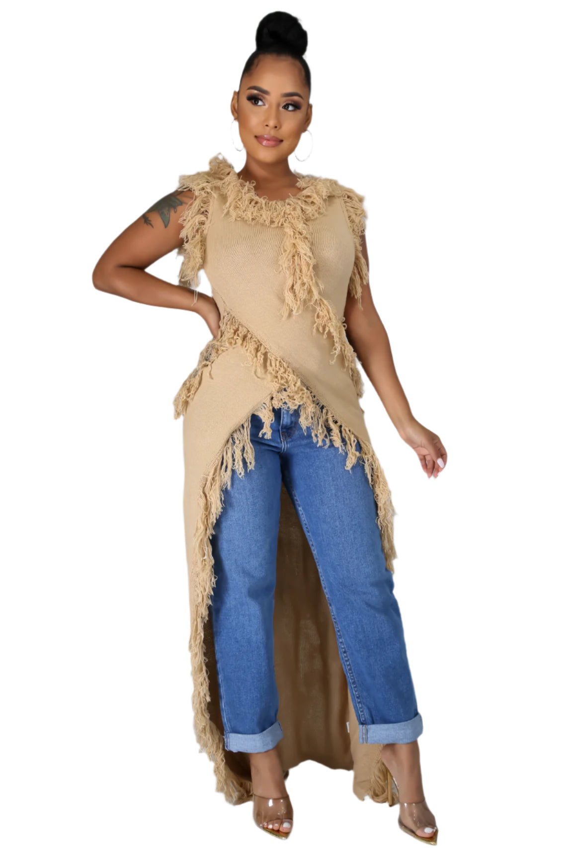 I'm Your Remedy Long Knit Duster Fringe Maxi Dress