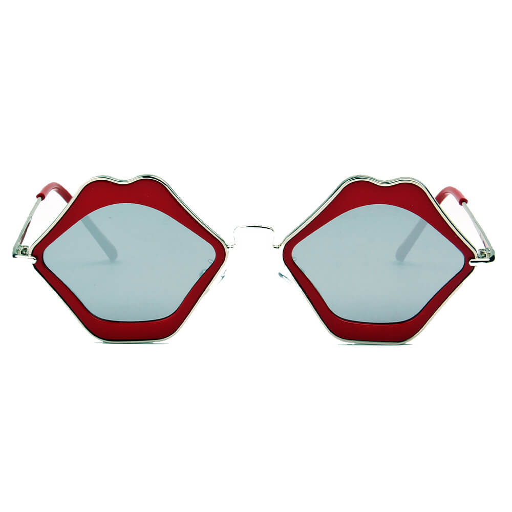 MADISON | Womens Fashion Funky Mouth Kissing Lip Shape Hippie Love Party Sunglasses - Scarvesnthangs