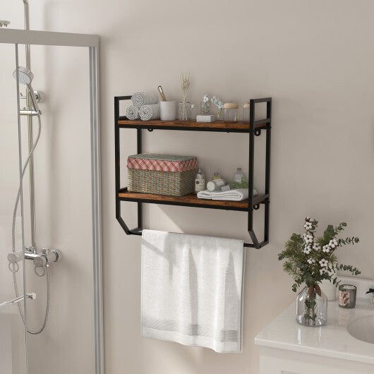 Over the Toilet Shelf Wall Mounted with Metal Frame for Bathroom - Scarvesnthangs