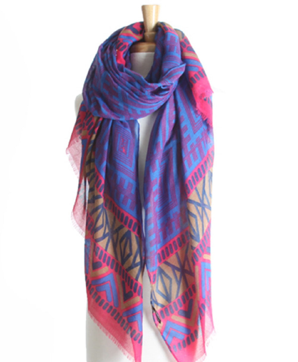 Purple Geometric Pareo Print Beach Hawaiian Sarong Wrap & Scarf - Scarvesnthangs