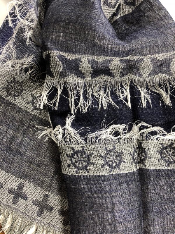 Blue and Green Scarf with Fringes-2