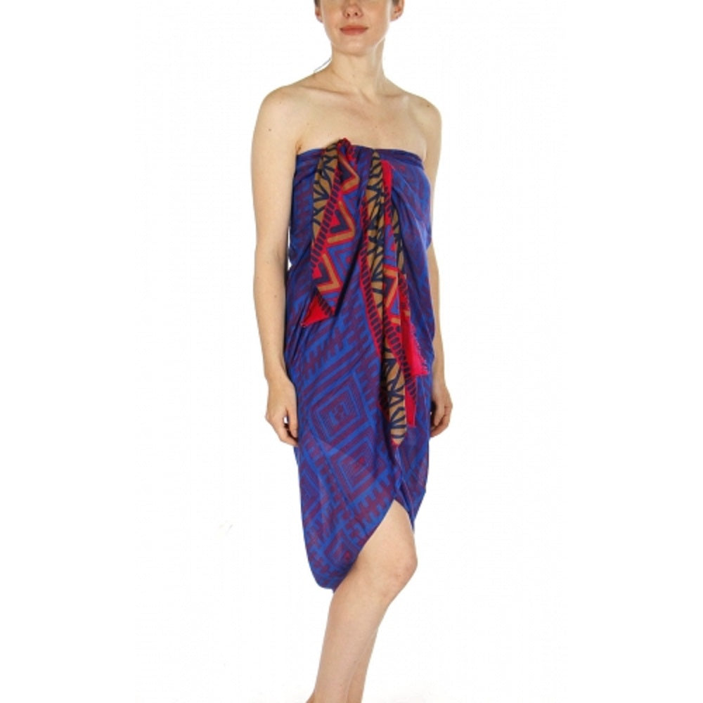 Purple Geometric Pareo Print Beach Hawaiian Sarong Wrap & Scarf - Scarvesnthangs