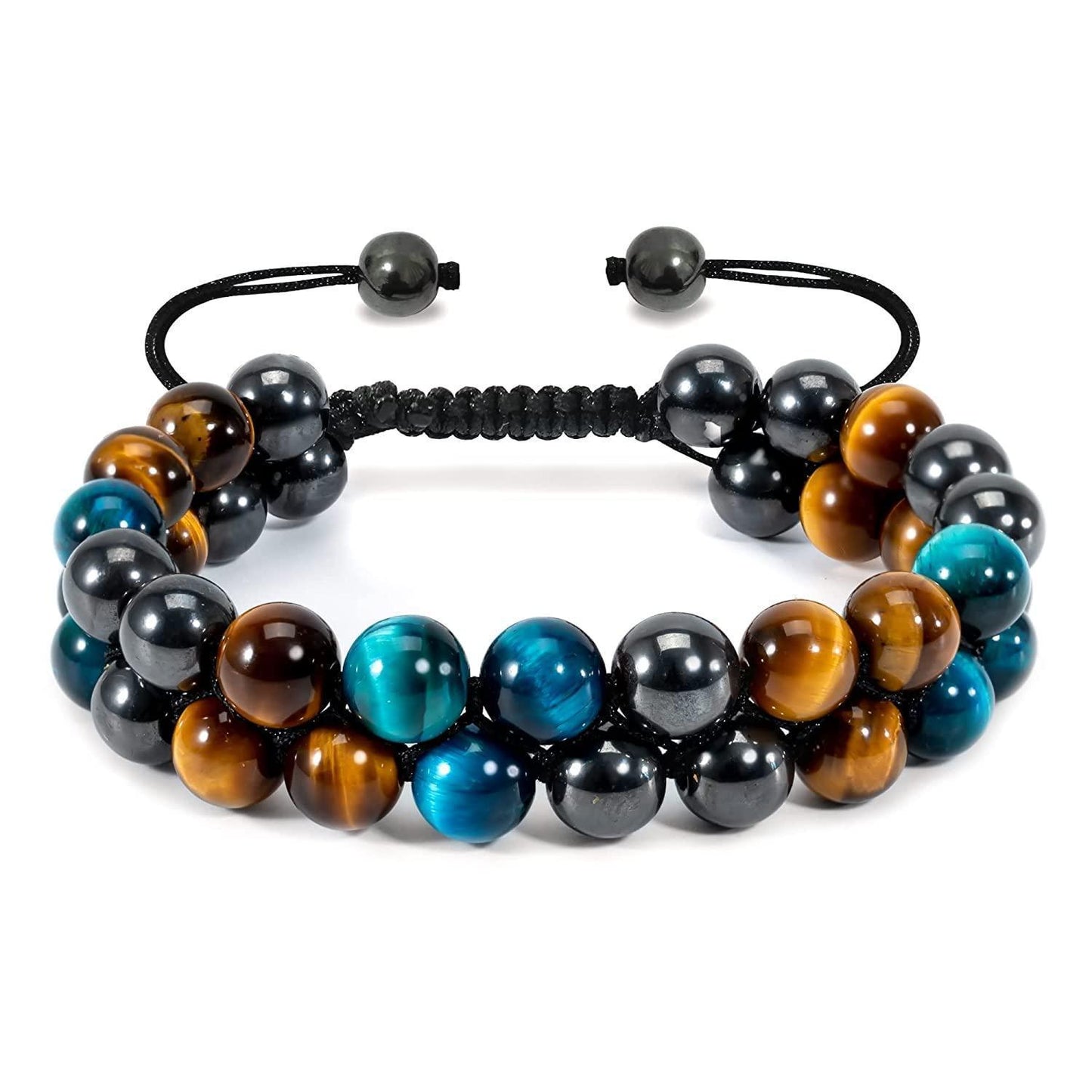 Black Obsidian Hematite Triple Protection Bracelet Blue Tiger Eye Beads Bracelets Lava Stone bracelets for Men and Women