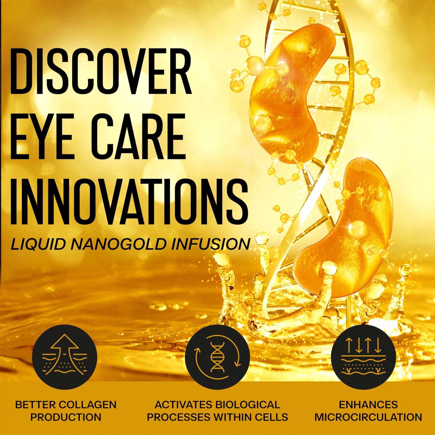 24K Gold Under Eye Patches for Puffy Eyes and Dark Circles – Retinol Collagen Eye Masks for Women & Men – Hydrating AntiAging Brightening Eye Gel Pads – Dark Circle & Bags Eye Care 50 pcs