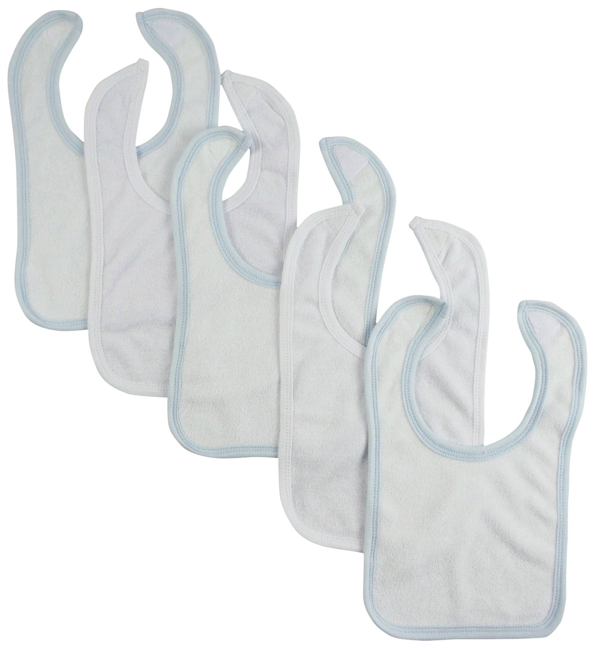 White Bib With Blue Trim and White Trim (Pack of 5) Blue-White.1024.5.Packs