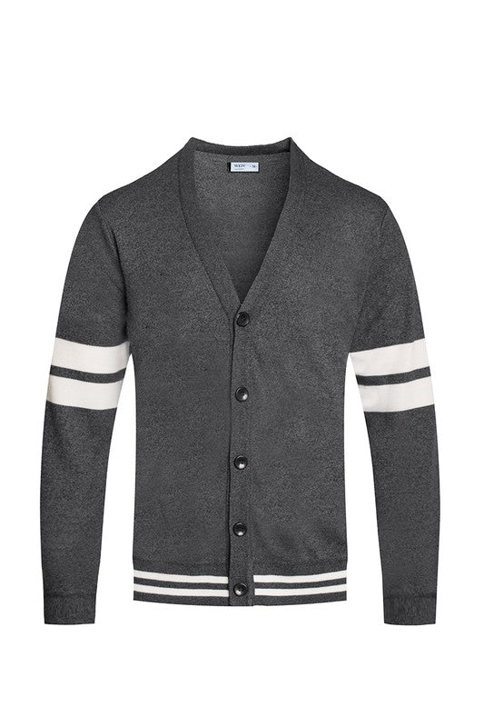 Weiv Mens Two Stripe Button Cardigan - Scarvesnthangs