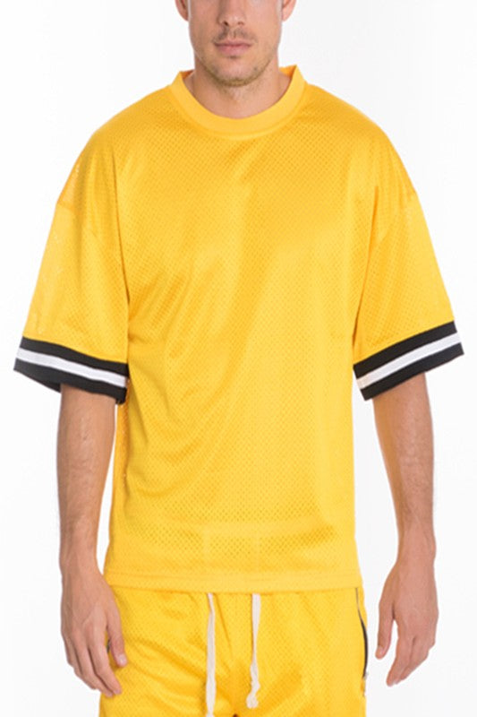 Mesh Sleeve Tape Athletic T-shirt - Scarvesnthangs