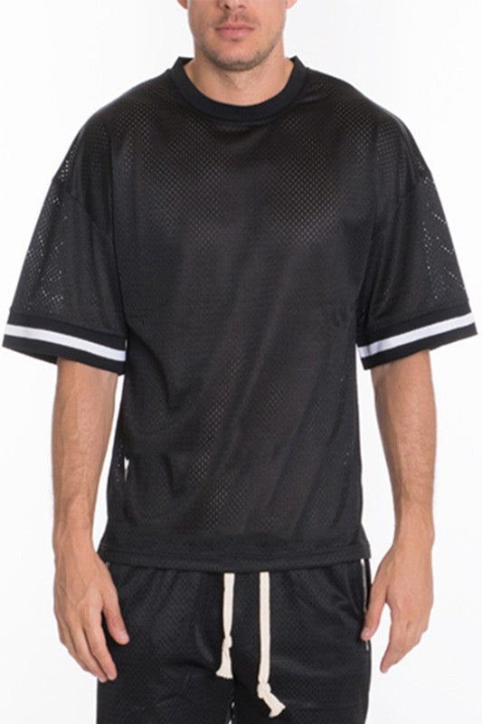 Mesh Sleeve Tape Athletic T-shirt - Scarvesnthangs