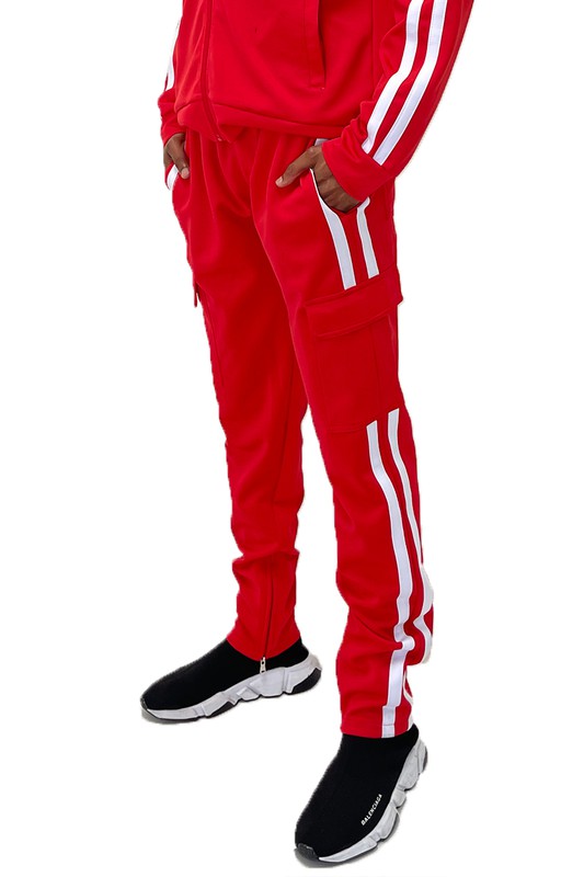 Two Stripe Cargo Pouch Track Pants - Scarvesnthangs