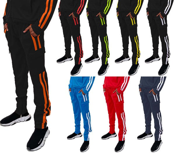 Two Stripe Cargo Pouch Track Pants - Scarvesnthangs