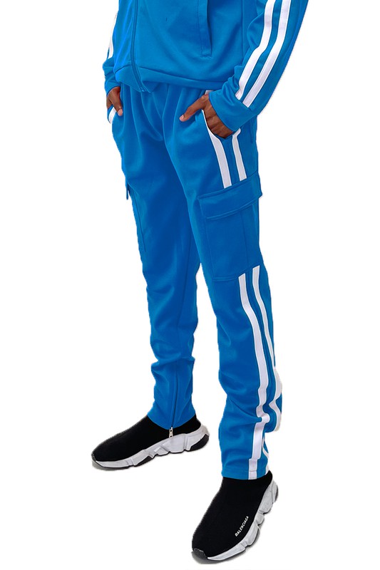 Two Stripe Cargo Pouch Track Pants - Scarvesnthangs