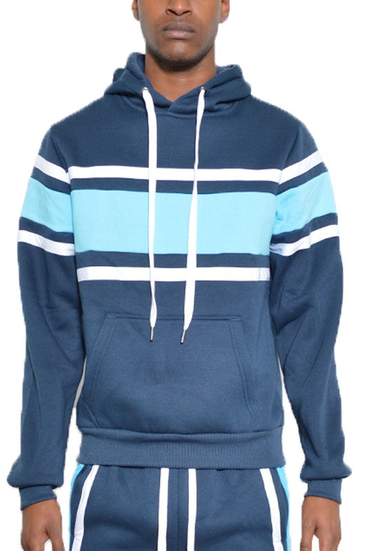 SOLID WITH THREE STRIPE PULLOVER HOODIE - Scarvesnthangs