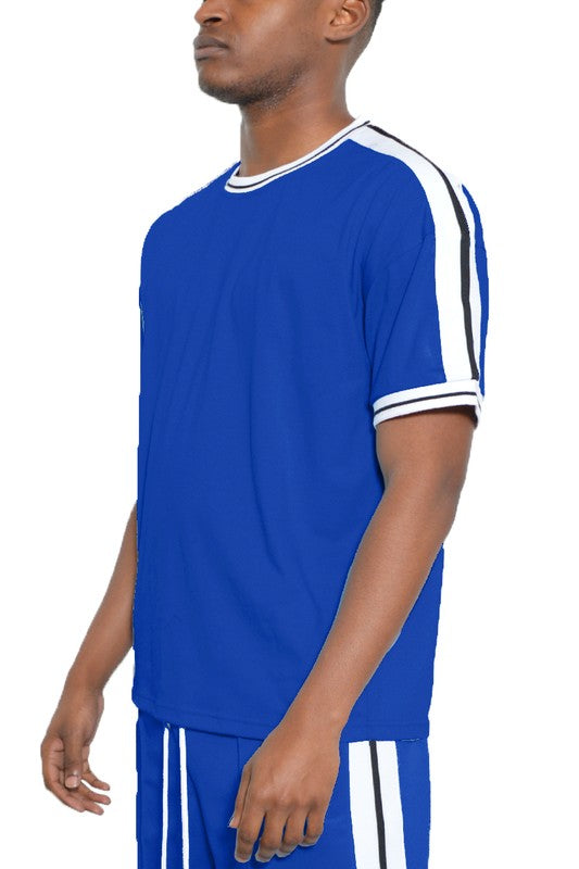Striped Tape Short Sleeve T-shirt - Scarvesnthangs