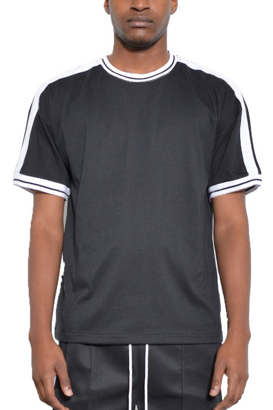Striped Tape Short Sleeve T-shirt - Scarvesnthangs
