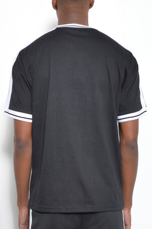 Striped Tape Short Sleeve T-shirt - Scarvesnthangs