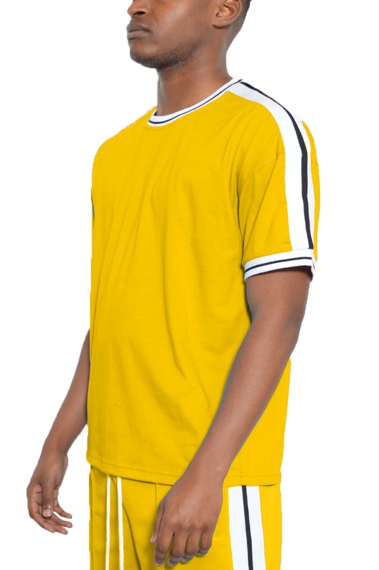 Striped Tape Short Sleeve T-shirt - Scarvesnthangs