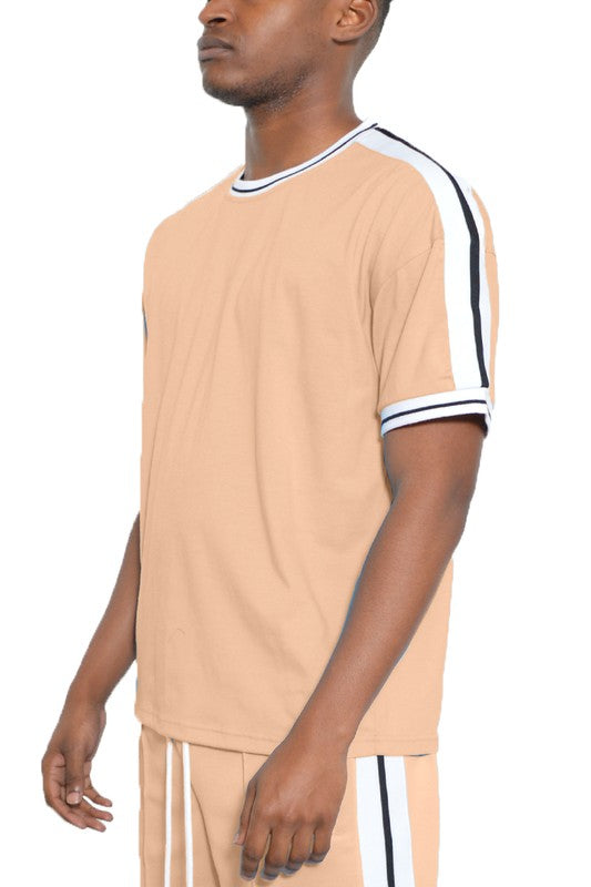 Striped Tape Short Sleeve T-shirt - Scarvesnthangs