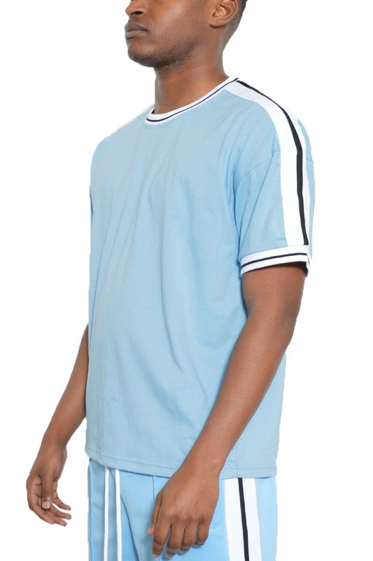 Striped Tape Short Sleeve T-shirt - Scarvesnthangs