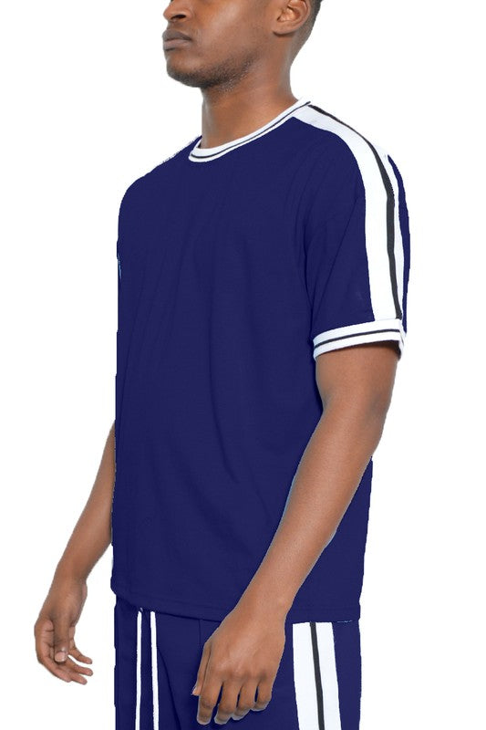 Striped Tape Short Sleeve T-shirt - Scarvesnthangs