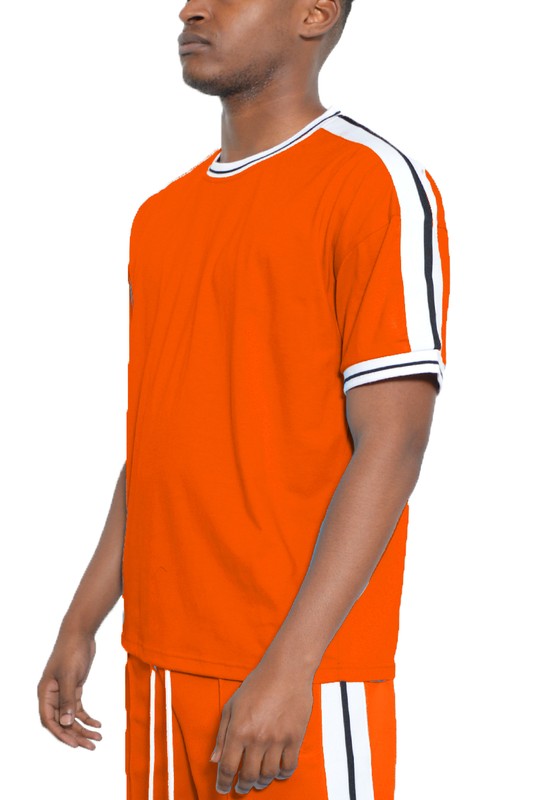 Striped Tape Short Sleeve T-shirt - Scarvesnthangs
