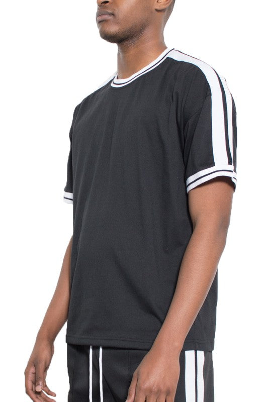 Striped Tape Short Sleeve T-shirt - Scarvesnthangs