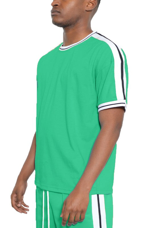 Striped Tape Short Sleeve T-shirt - Scarvesnthangs