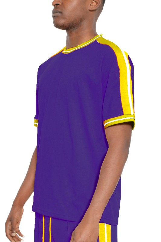 Striped Tape Short Sleeve T-shirt - Scarvesnthangs