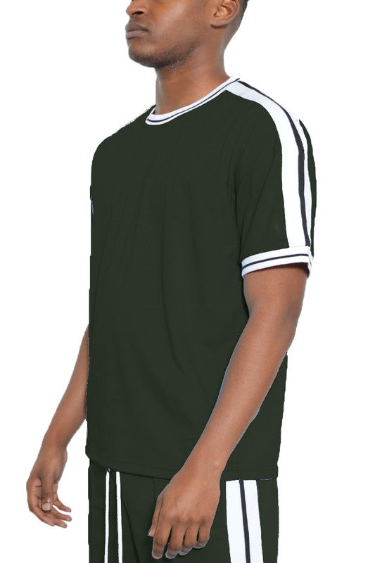 Striped Tape Short Sleeve T-shirt - Scarvesnthangs